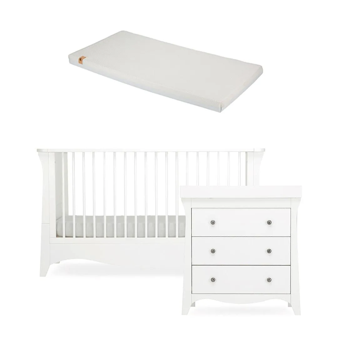 CuddleCo Clara 2 Piece Set 3-Drawer Dresser   Cot Bed - White