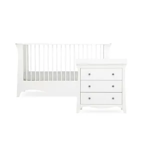 CuddleCo Clara 2 Piece Set 3-Drawer Dresser   Cot Bed - White