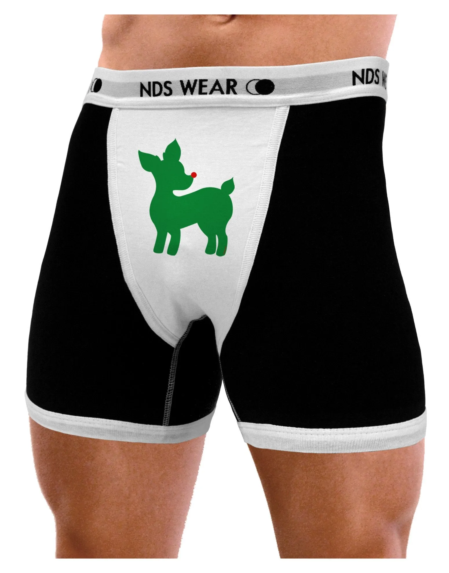 Cute Red and Green Rudolph - Christmas Mens Boxer Brief Underwear by TooLoud