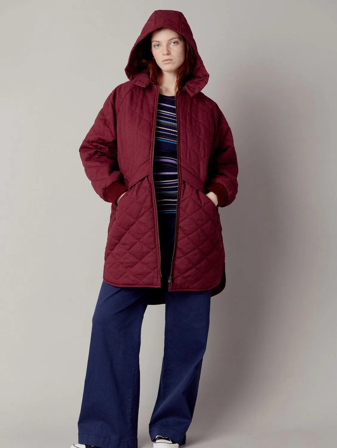 Daniella Women's Organic Cotton Coat | Wine Red