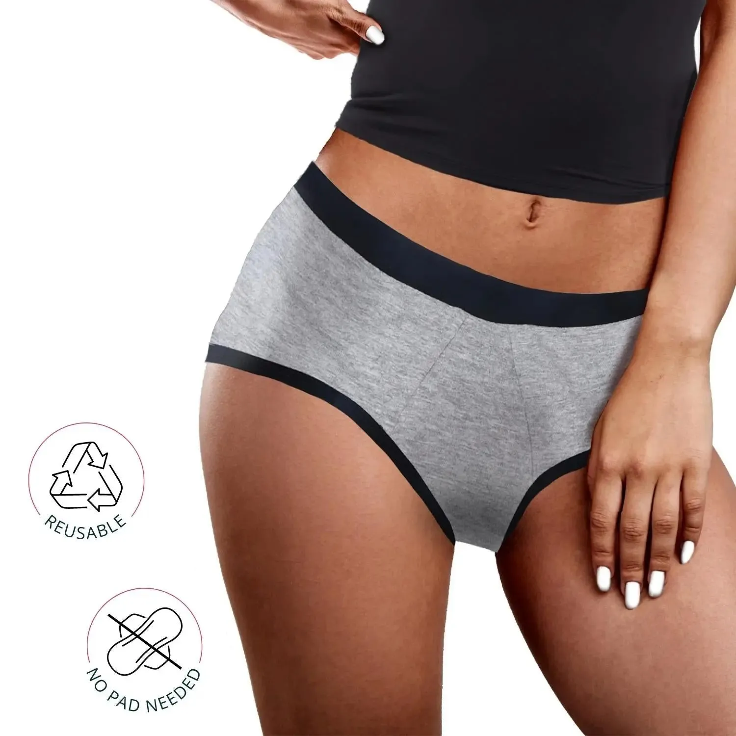 D'chica Flawless Print Eco-friendly, Anti-Microbial Lining, Period Panties Grey, No Pad Required