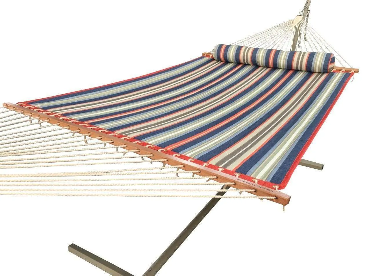 Deluxe Quilted Hammock with Bamboo Stand