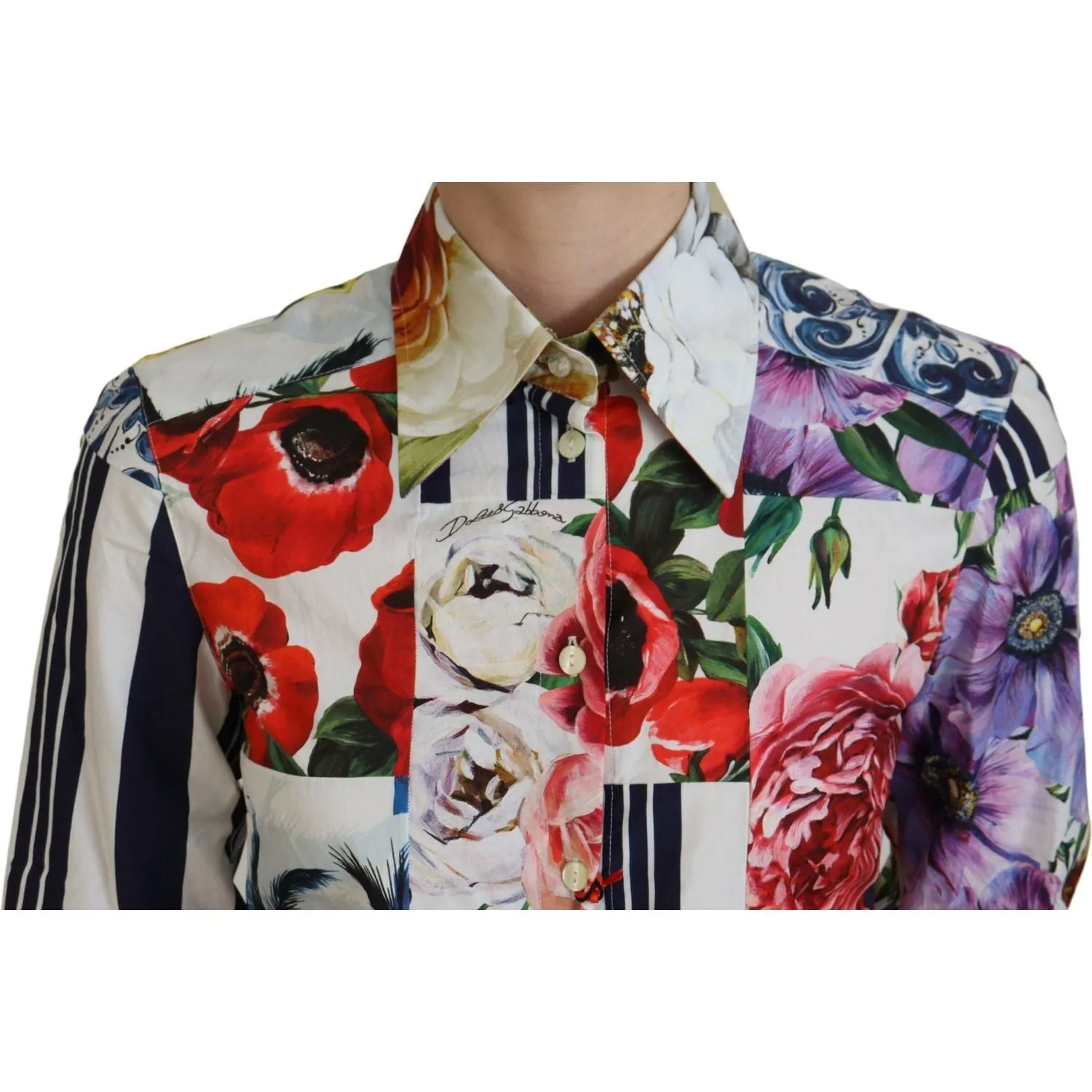 Dolce & Gabbana Elegant Floral Cotton Long Sleeve Top