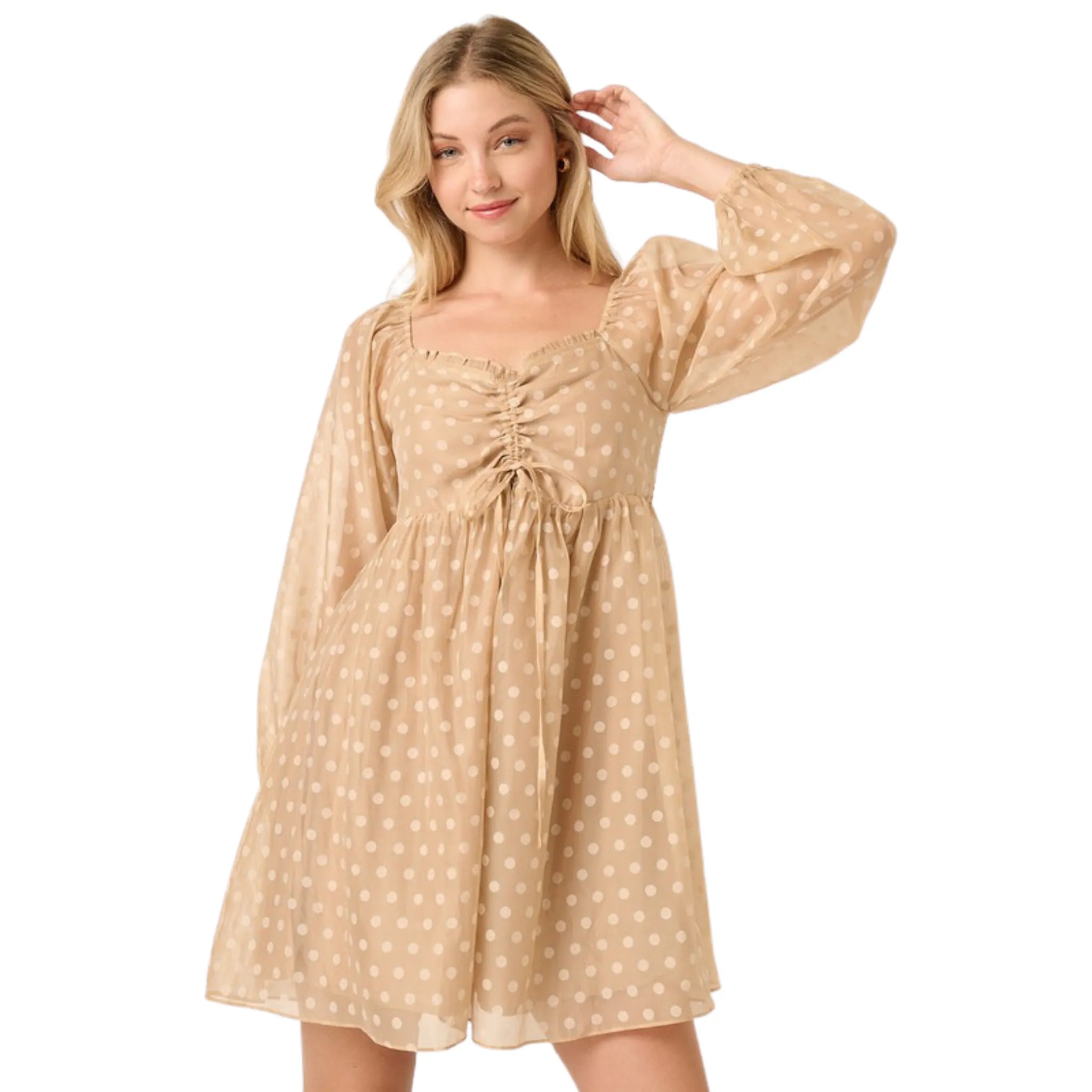 Dot Jacquard Babydoll Dress