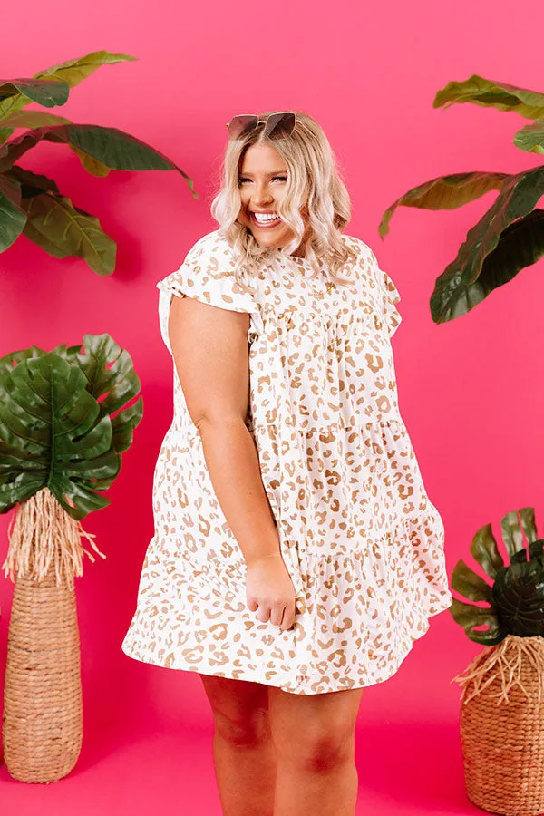 Dreaming Big Leopard Babydoll Dress In Ivory Curves