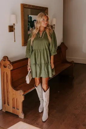 Dreamy Moment Mini Dress in Olive