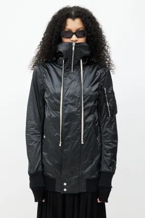 Drkshdw Black Hooded Zip Bomber Jacket