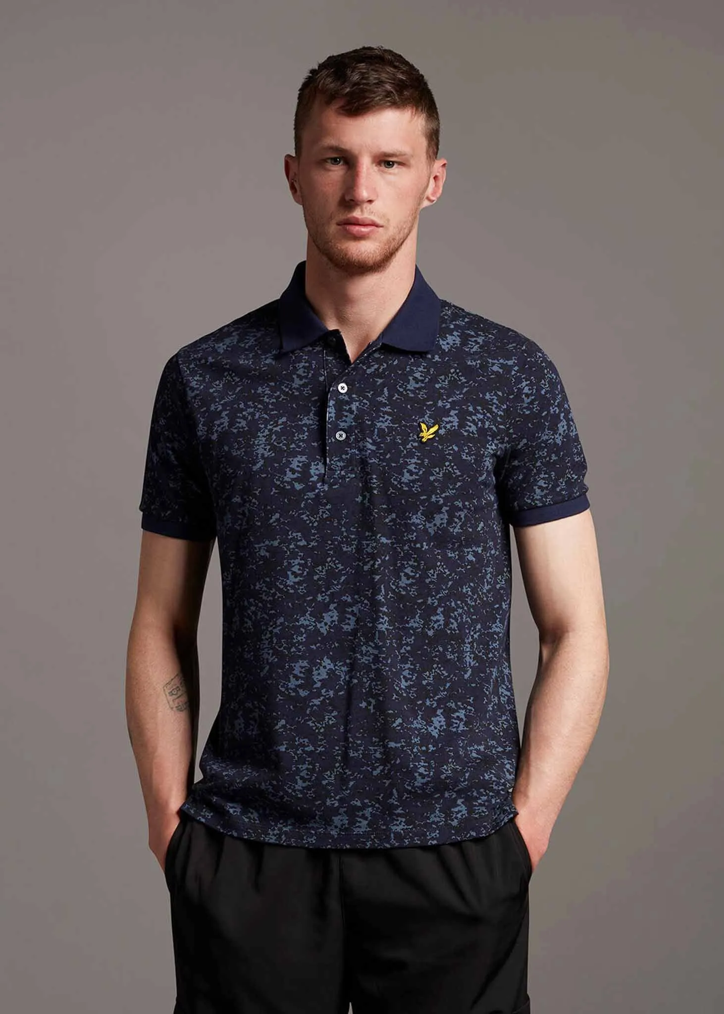 Earth camo polo shirt - dark navy