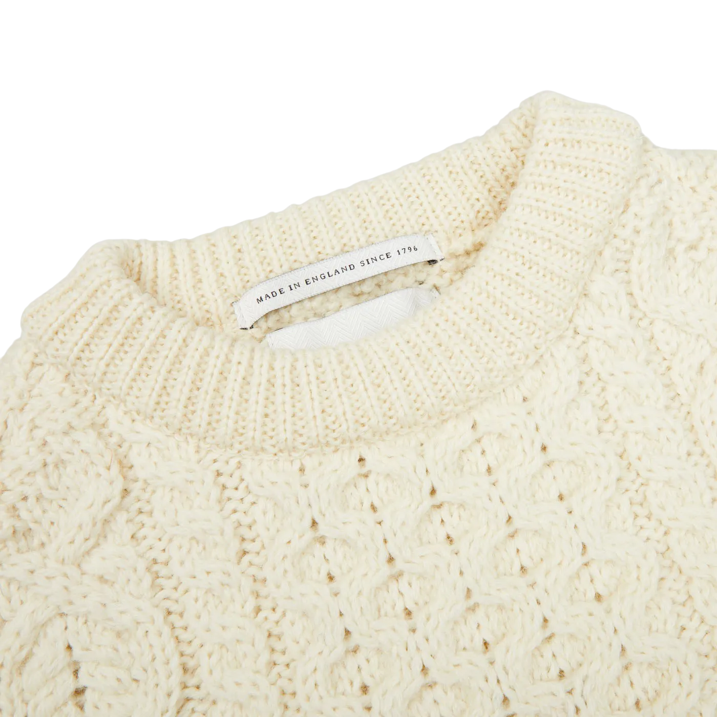 Ecru Merino Wool Hudson Aran Jumper