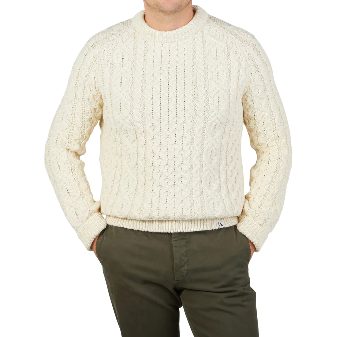 Ecru Merino Wool Hudson Aran Jumper