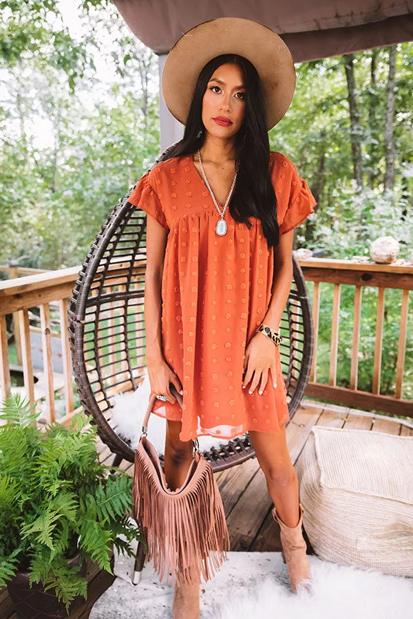 Fall Highlight Babydoll Dress In Rust