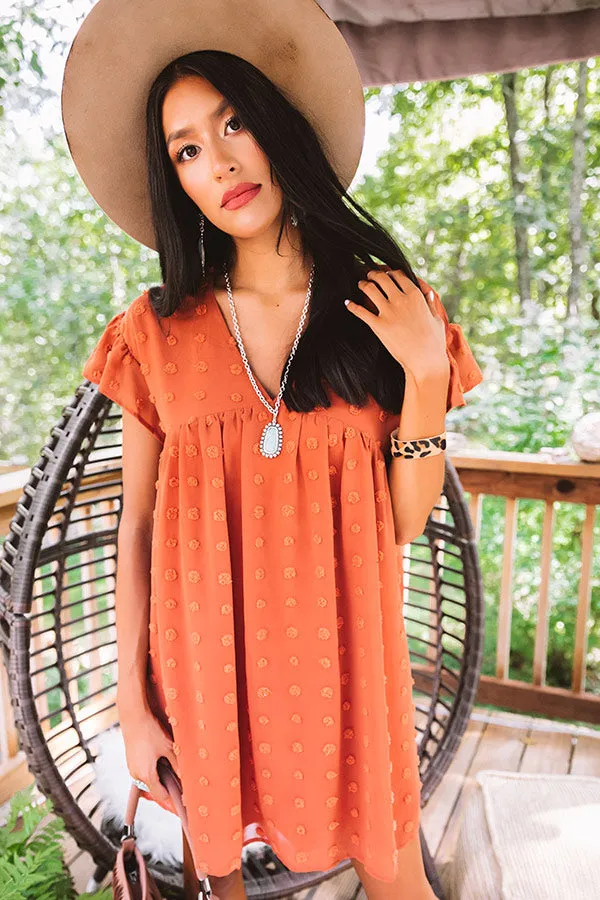 Fall Highlight Babydoll Dress In Rust