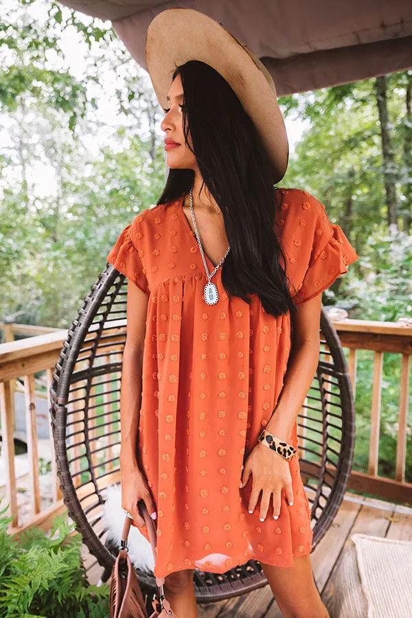 Fall Highlight Babydoll Dress In Rust