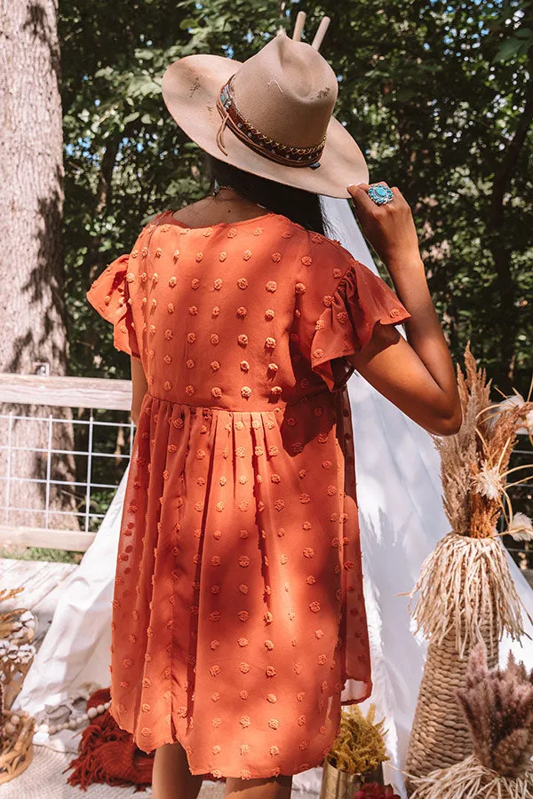 Fall Highlight Babydoll Dress In Rust