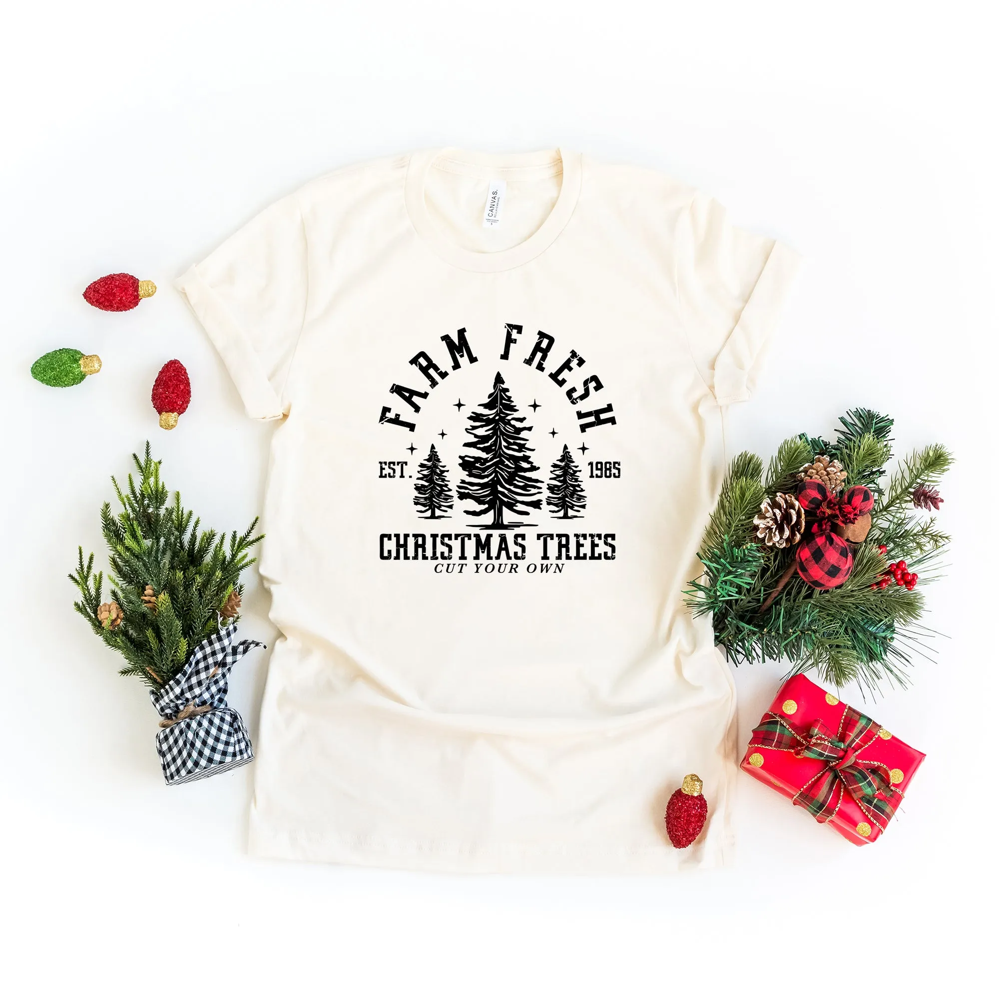 Farm Fresh Christmas Trees Stars | Short Sleeve Crew Neck