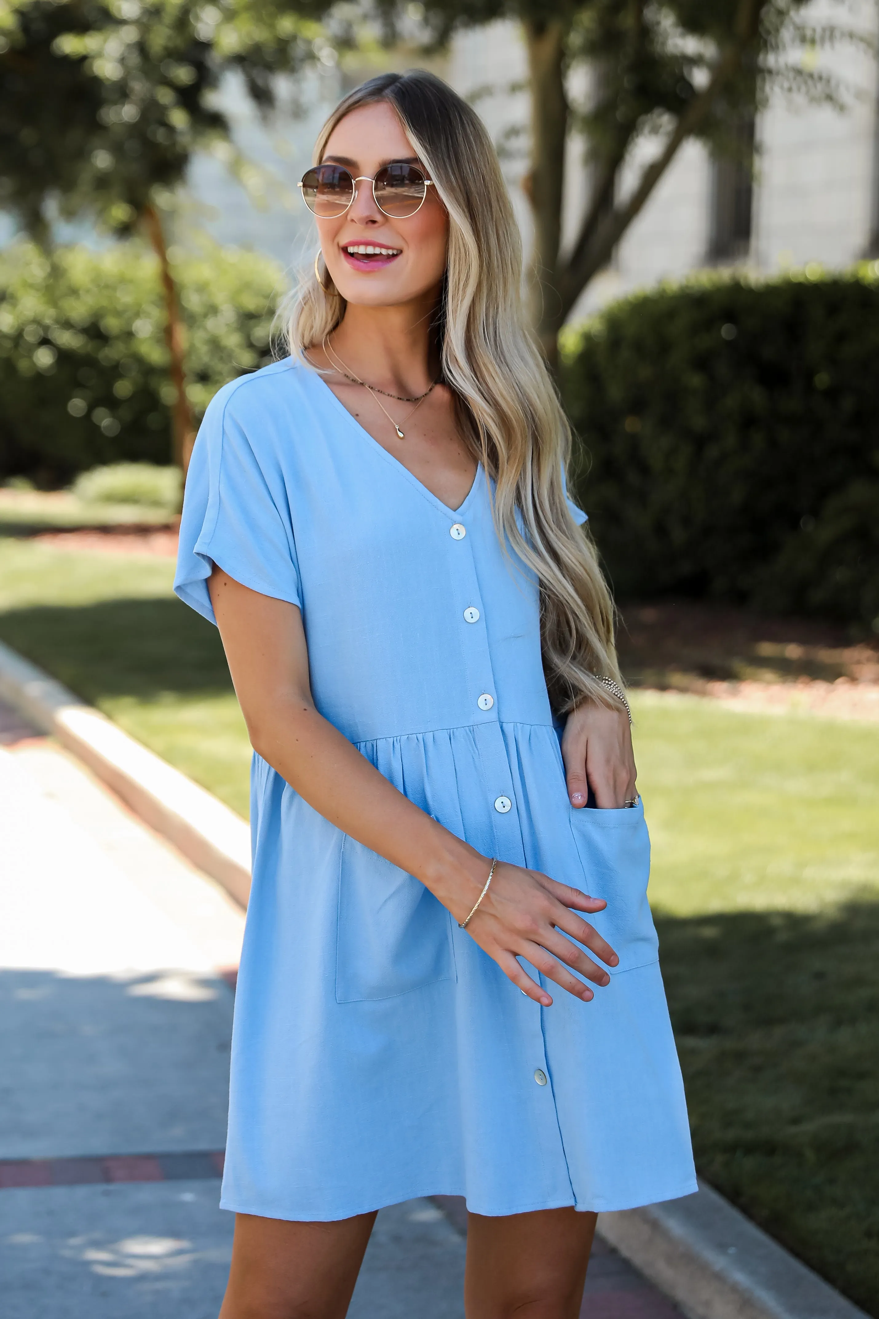 FINAL SALE - Easy Sweetness Light Blue Babydoll Mini Dress