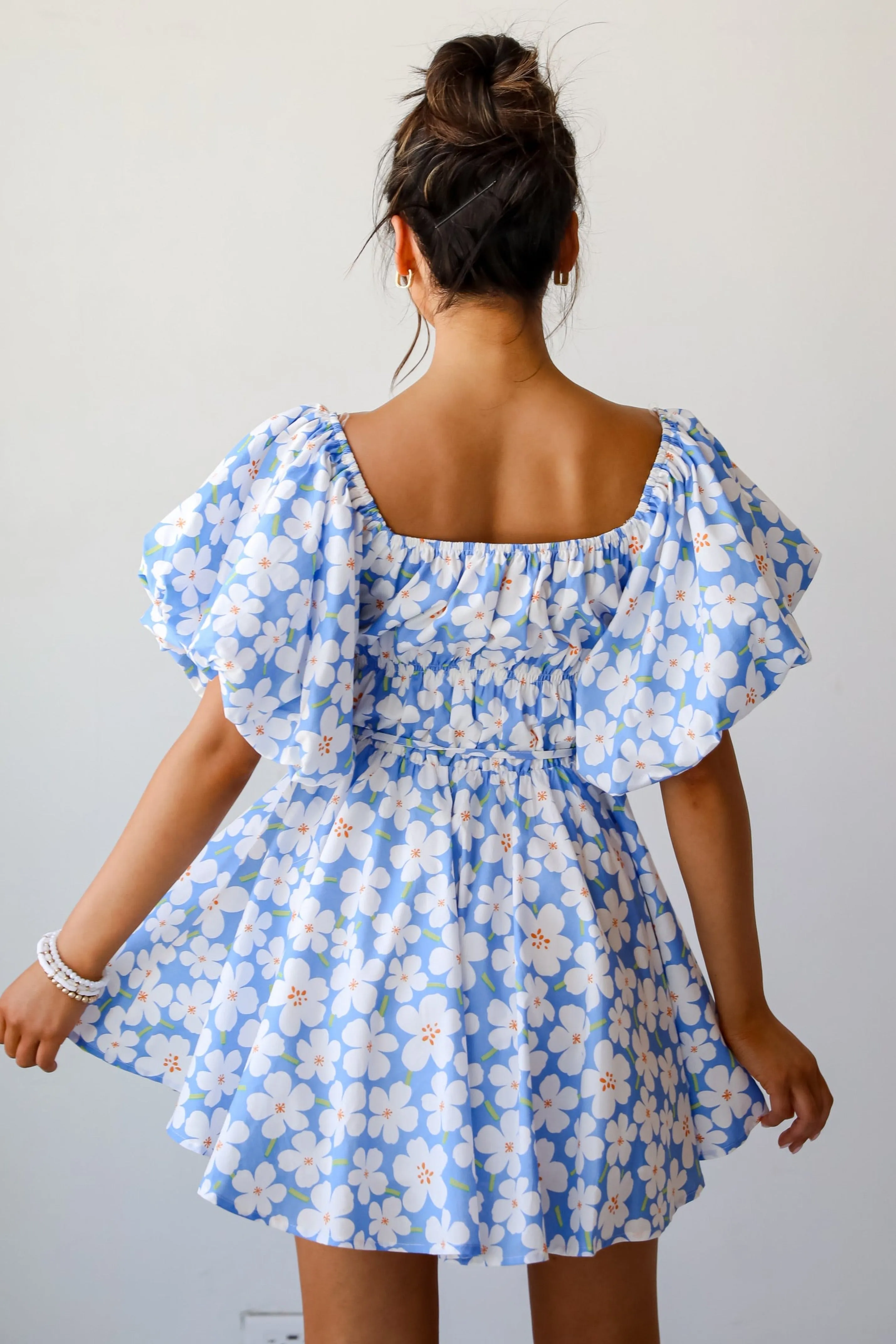 FINAL SALE - Memorable Poise Blue Floral Mini Dress