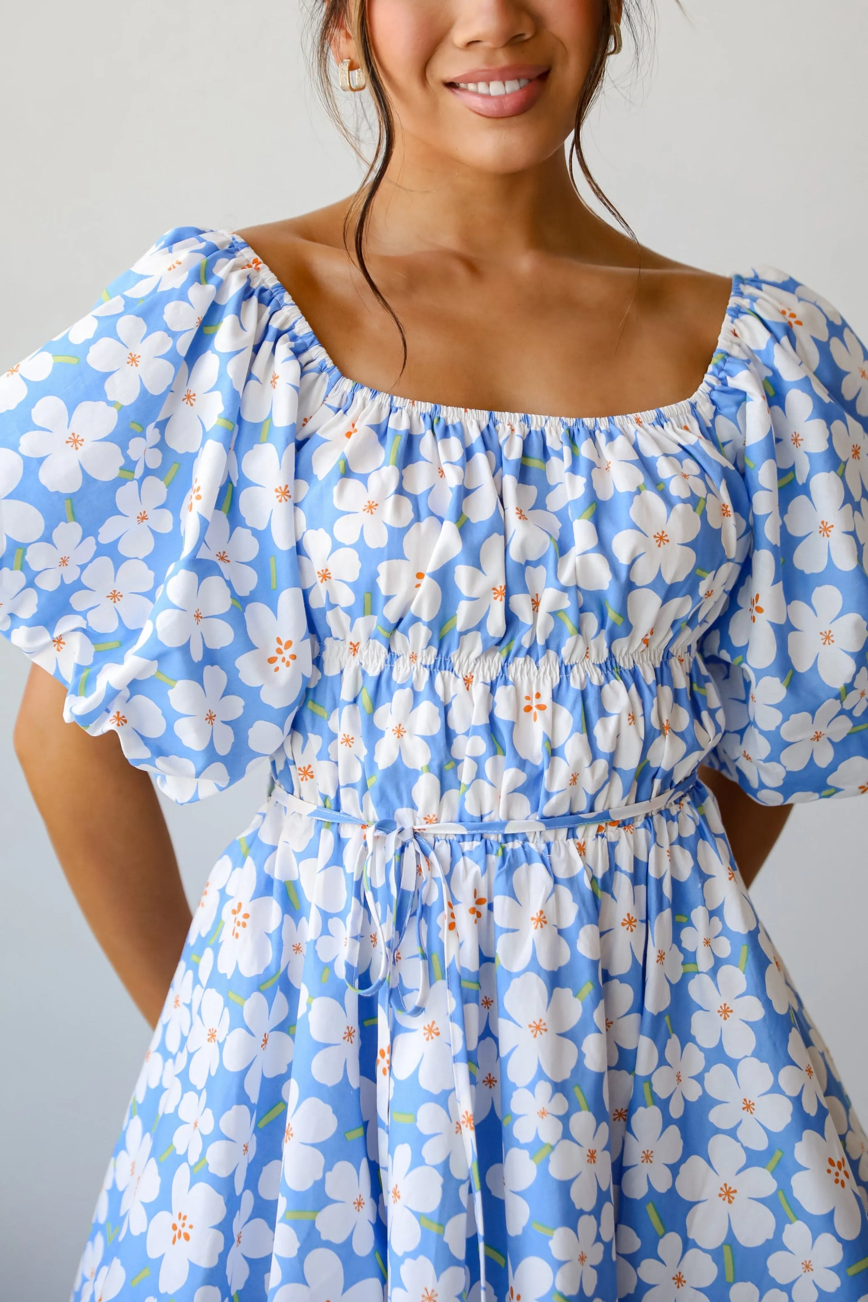 FINAL SALE - Memorable Poise Blue Floral Mini Dress