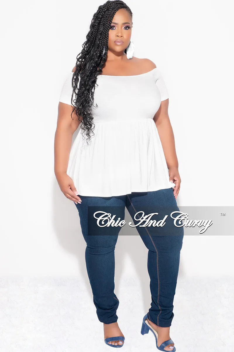 Final Sale Plus Size Smocked BabyDoll Top in White