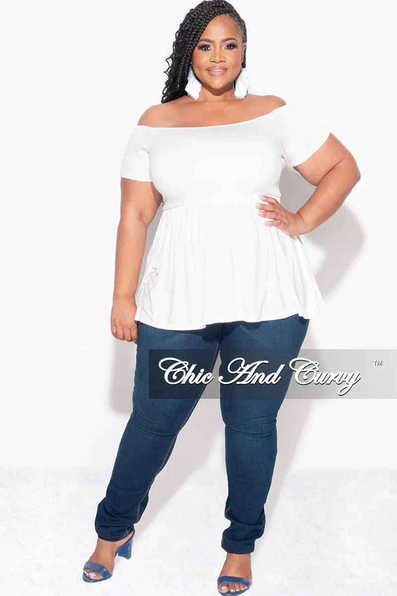 Final Sale Plus Size Smocked BabyDoll Top in White