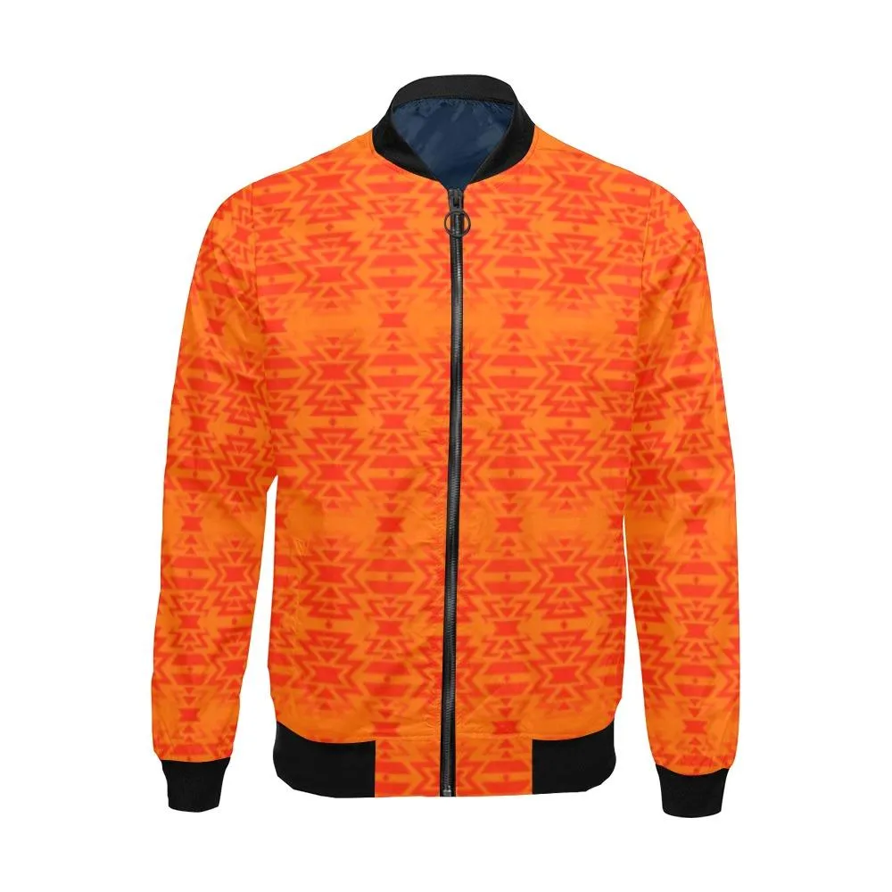 Fire Colors and Turquoise - Orange Bomber Jacket for Men