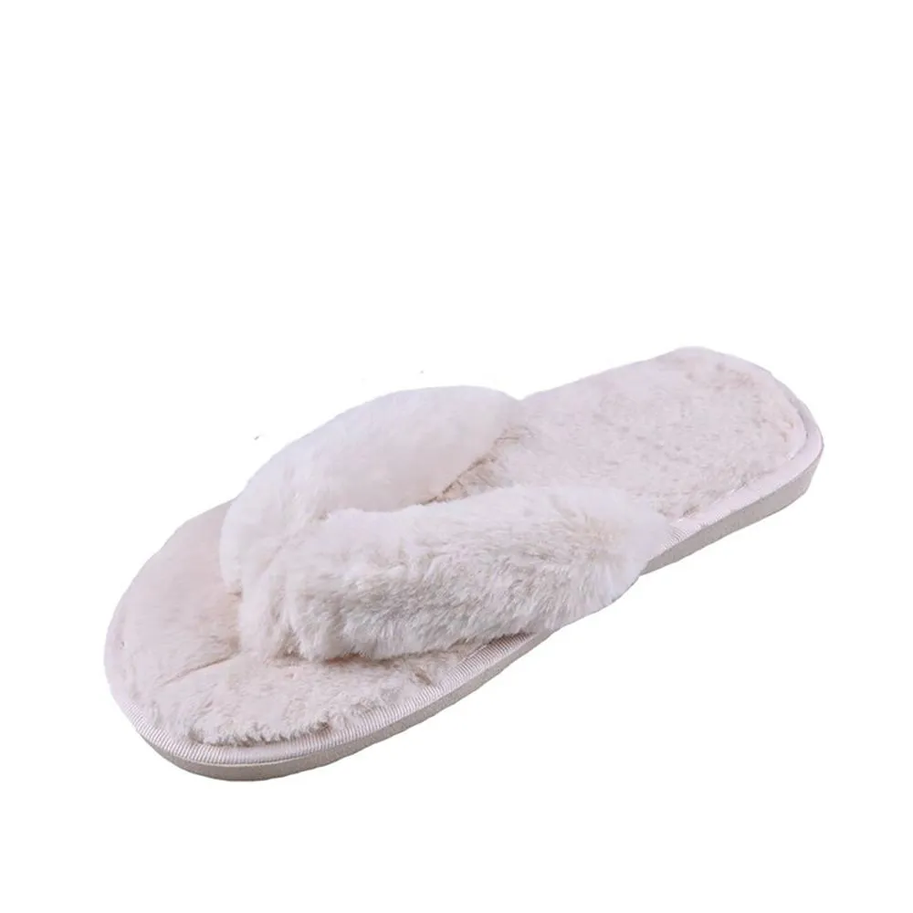 Fluffy Slip On Faux Fur Bedroom Flat Slippers