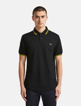 Fred Perry Twin Tipped Polo Shirt - Black/New Yellow