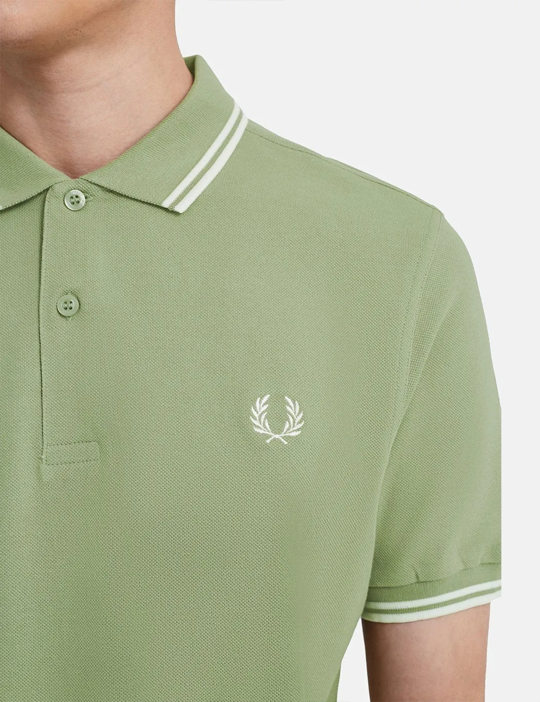 Fred Perry Twin Tipped Polo Shirt - Light Sage