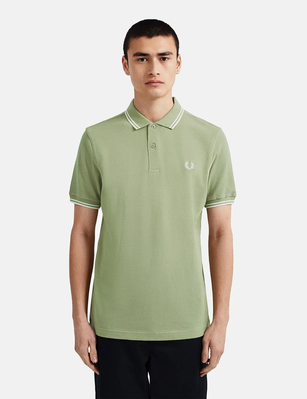 Fred Perry Twin Tipped Polo Shirt - Light Sage