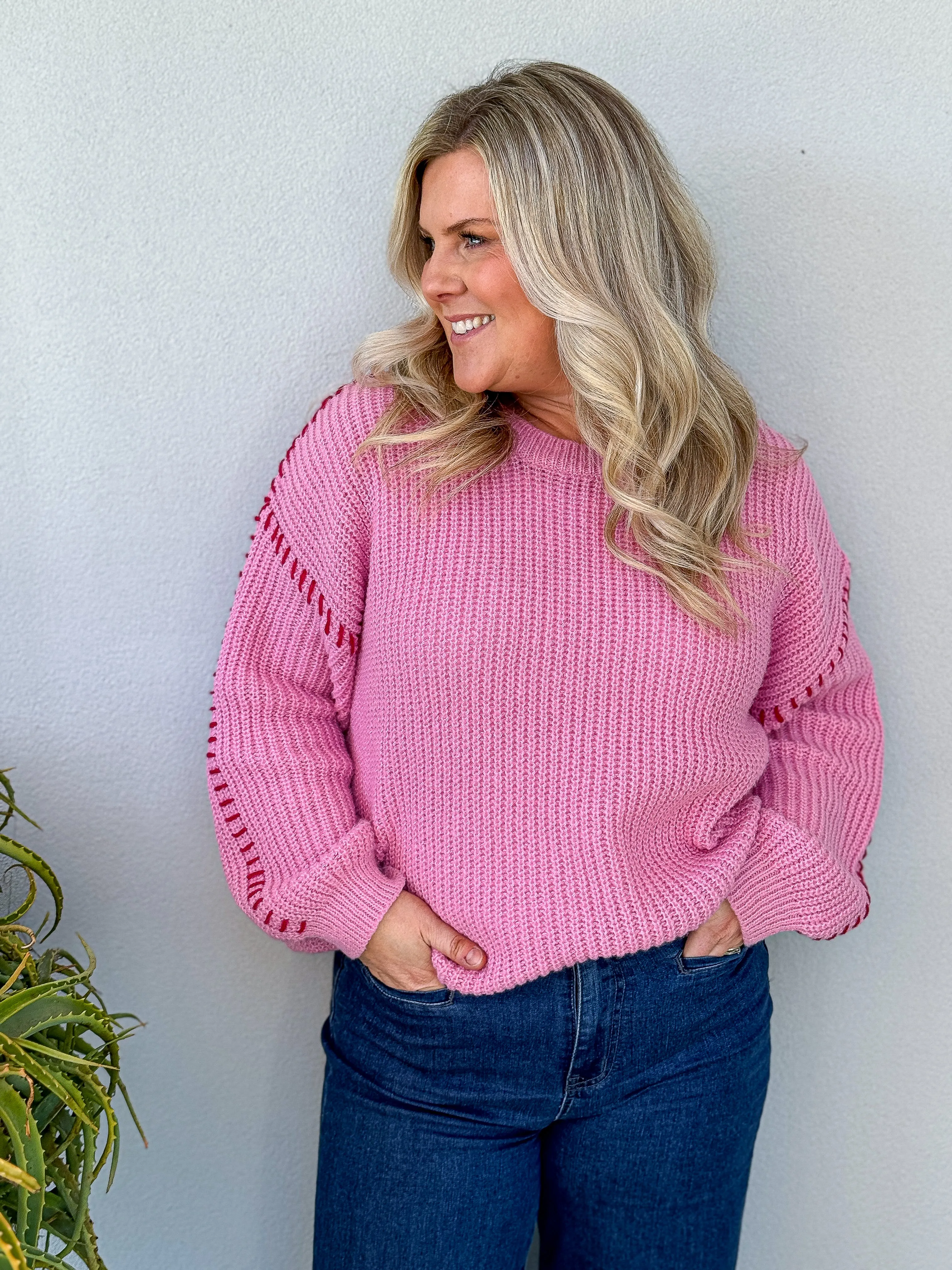 Gabriella Knit Top - Pink/Red