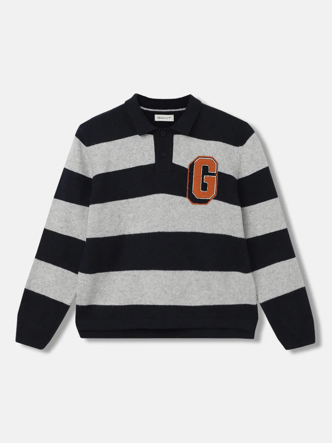 Gant Boys Striped Full Sleeves Spread Collar Sweater