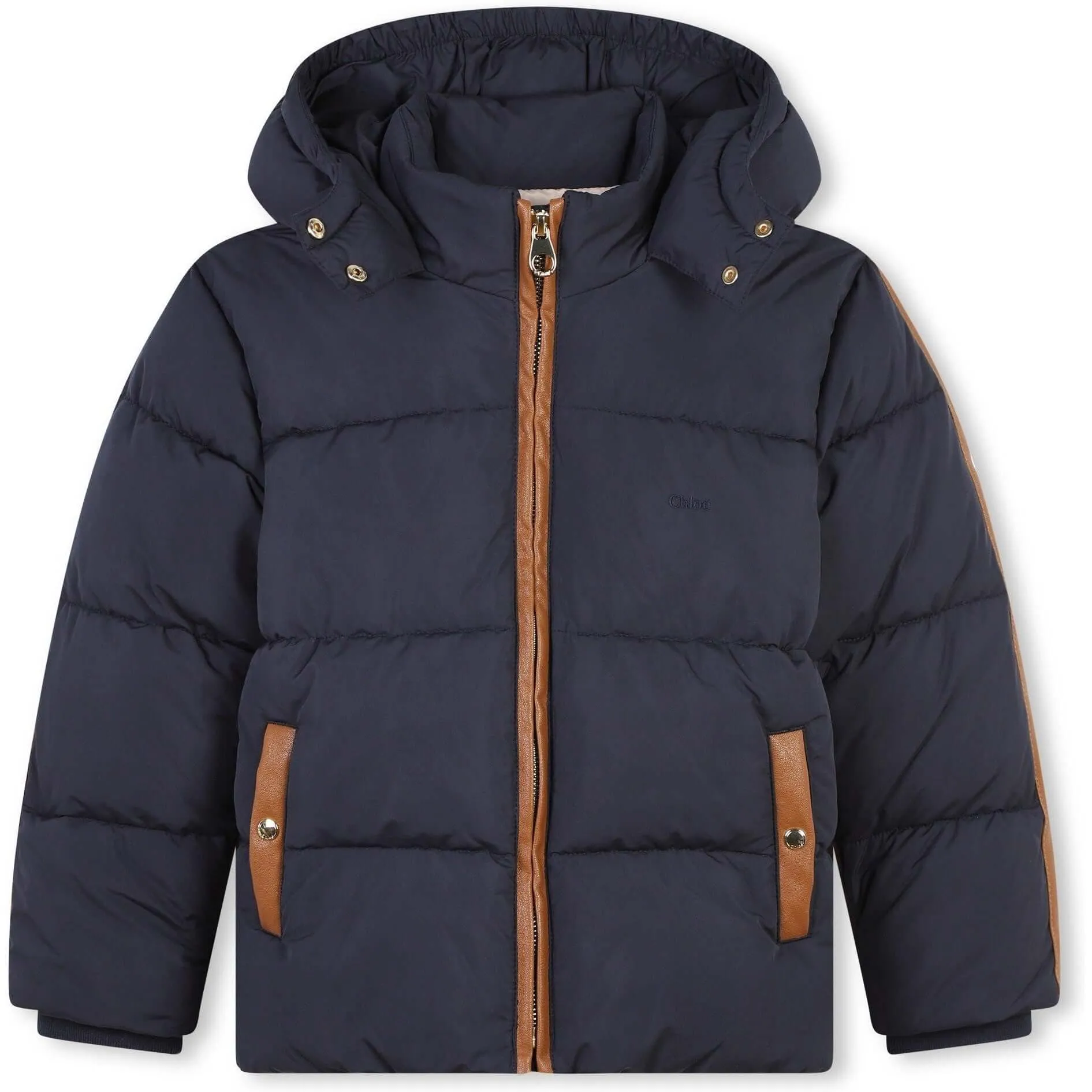 Girls Navy Quilted Puffer Coat