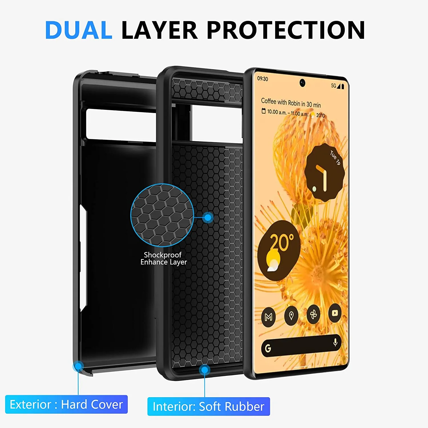 Google Pixel 7 Pro Dual Layer Anti-Drop Military Grade Case Cover Black