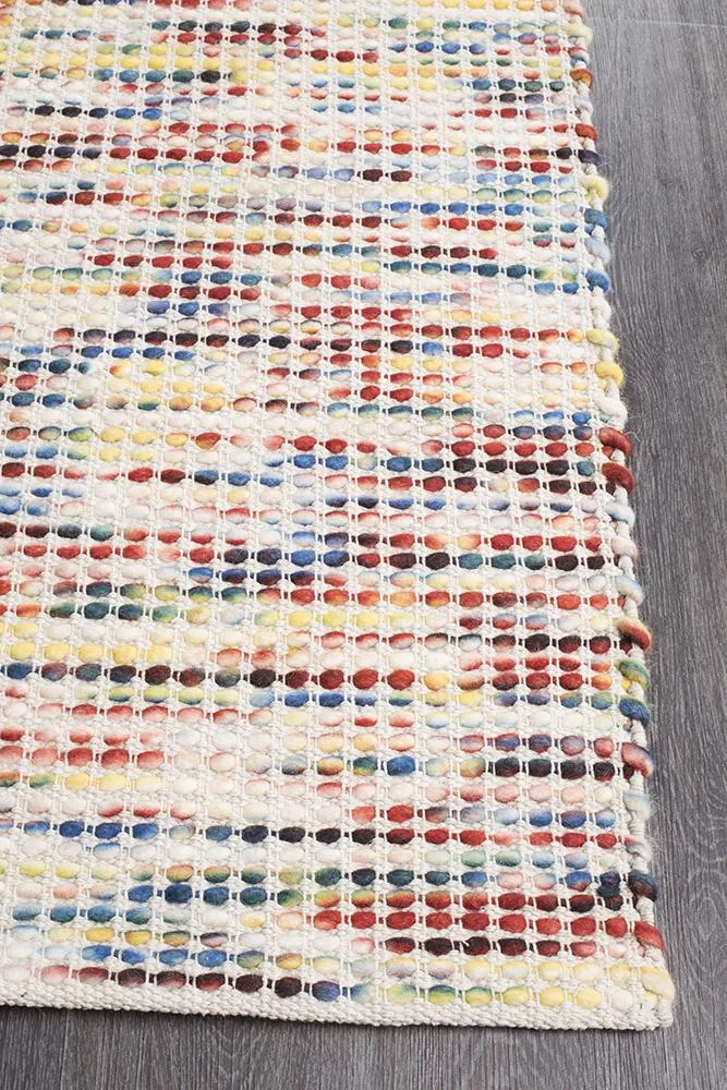 Hand Made  Felted Wool Rug Multi Natural