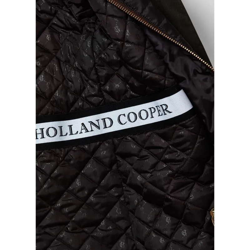 Holland Cooper Wax Longline Ladies Field Coat - Dark Olive