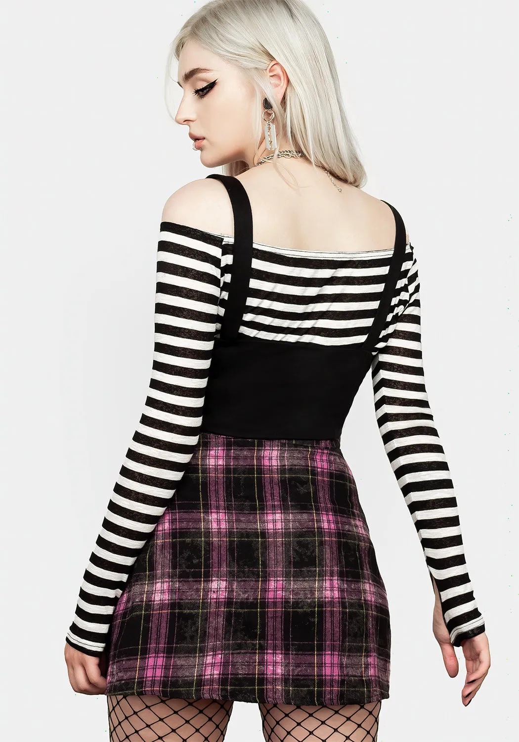 Ignorance Corset Lace Up Stripe Top