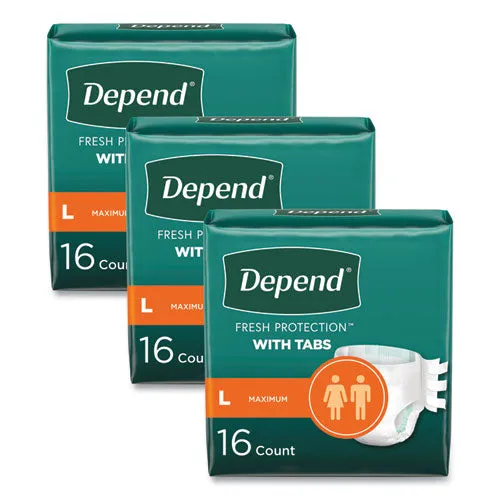 Incontinence Protection With Tabs, 35" To 49" Waist, 16/pack, 3 Packs/carton