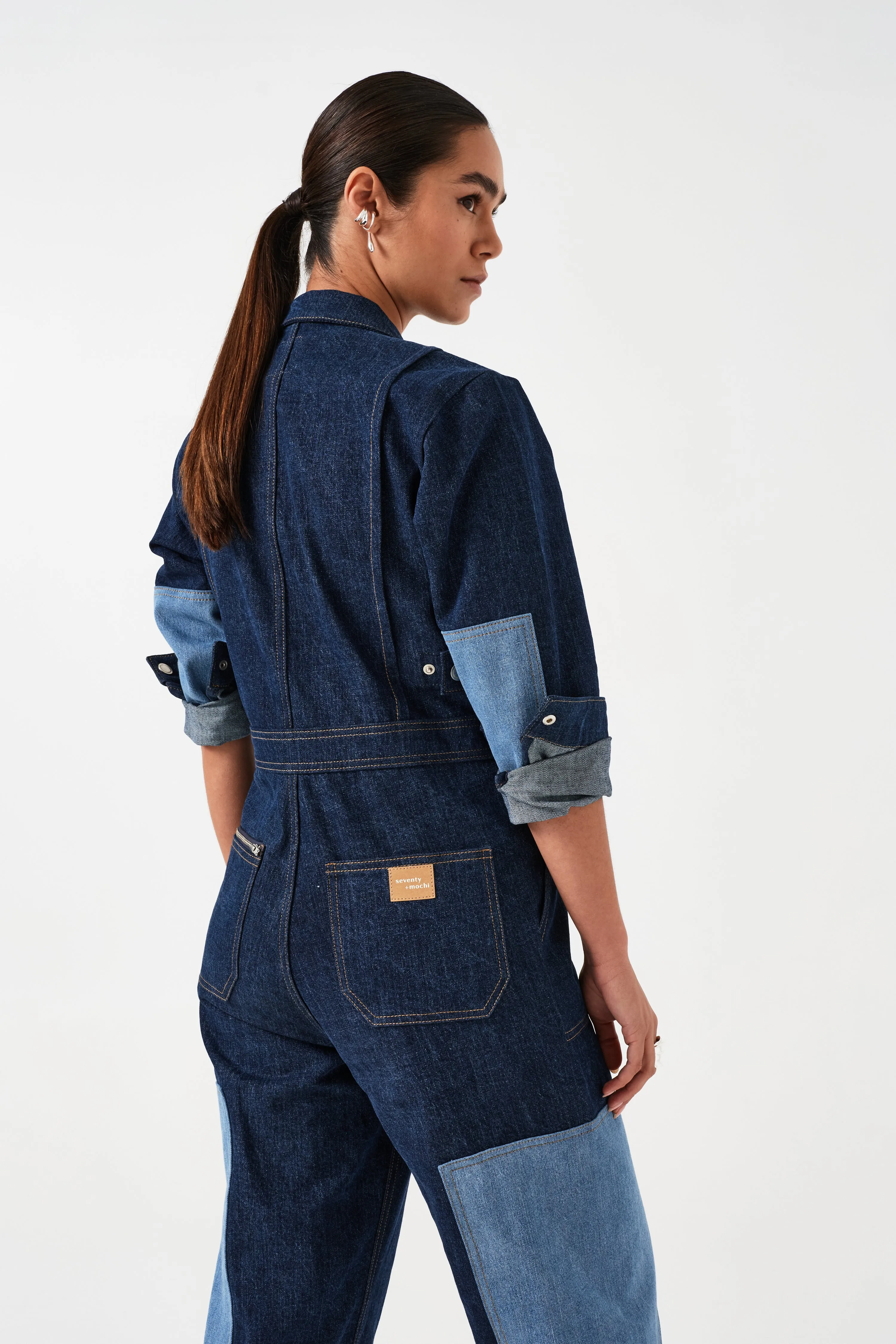 Indie All in One in Patched Denim