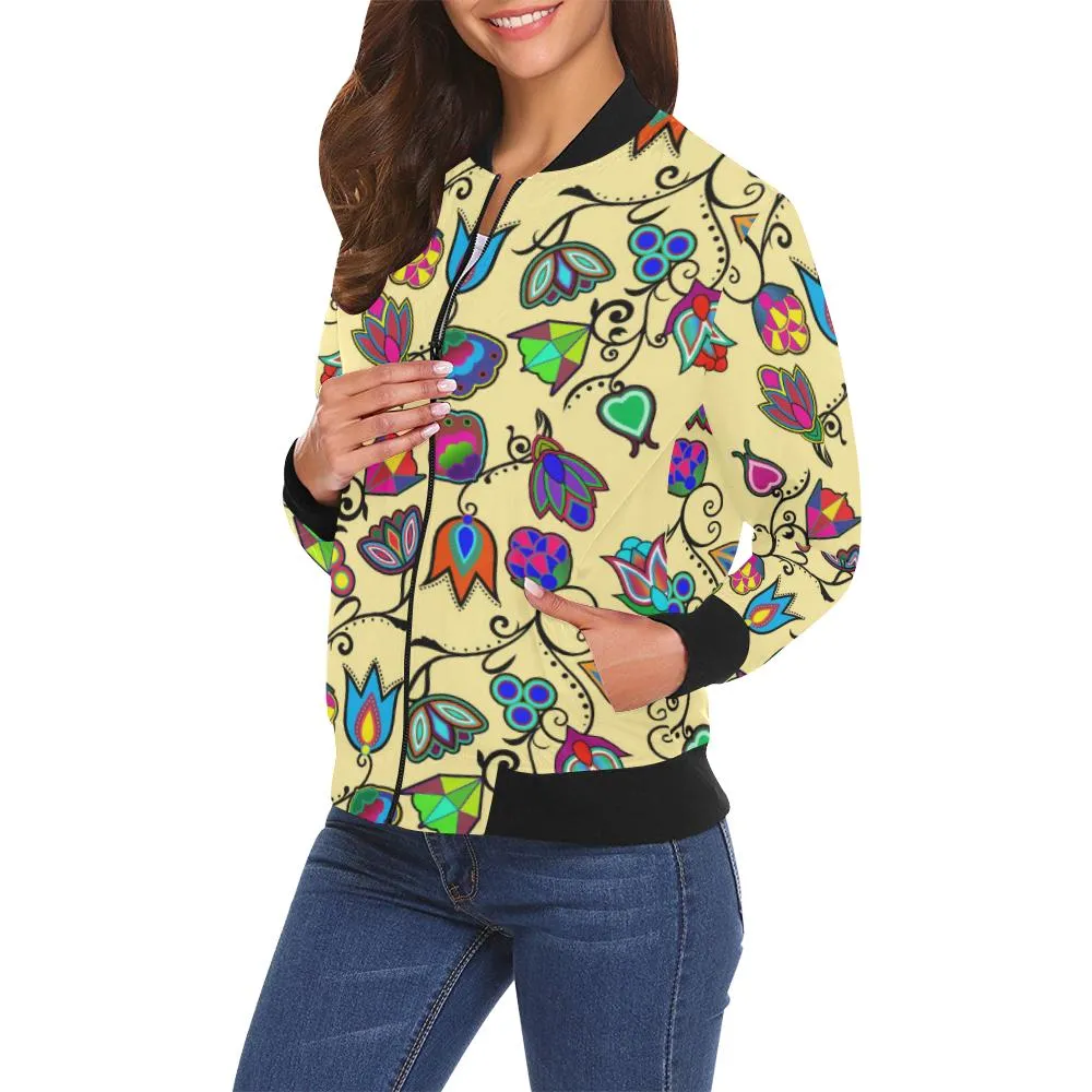 Indigenous Paisley - Vanilla Bomber Jacket for Women