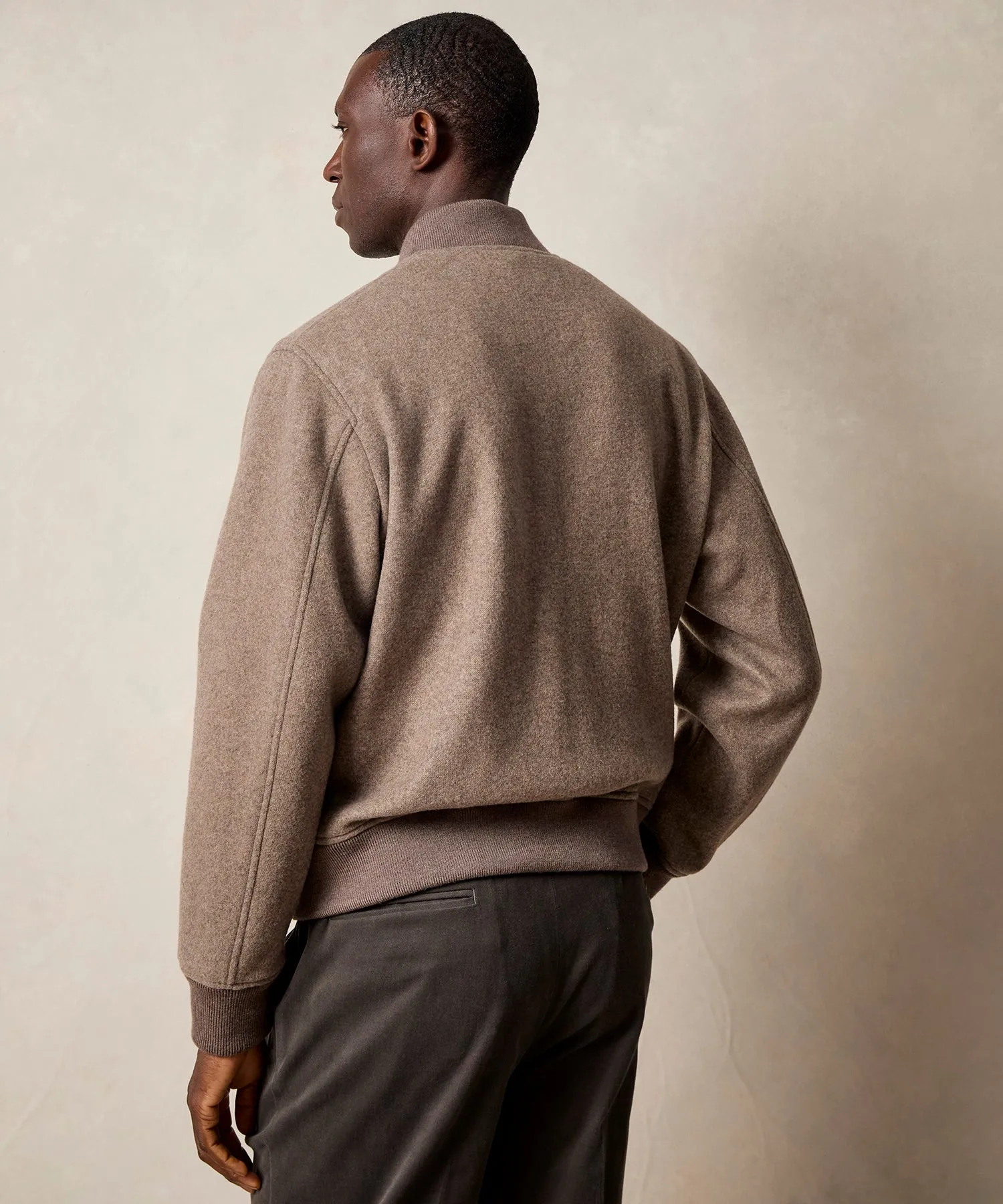 Italian Cashmere Bomber in Taupe