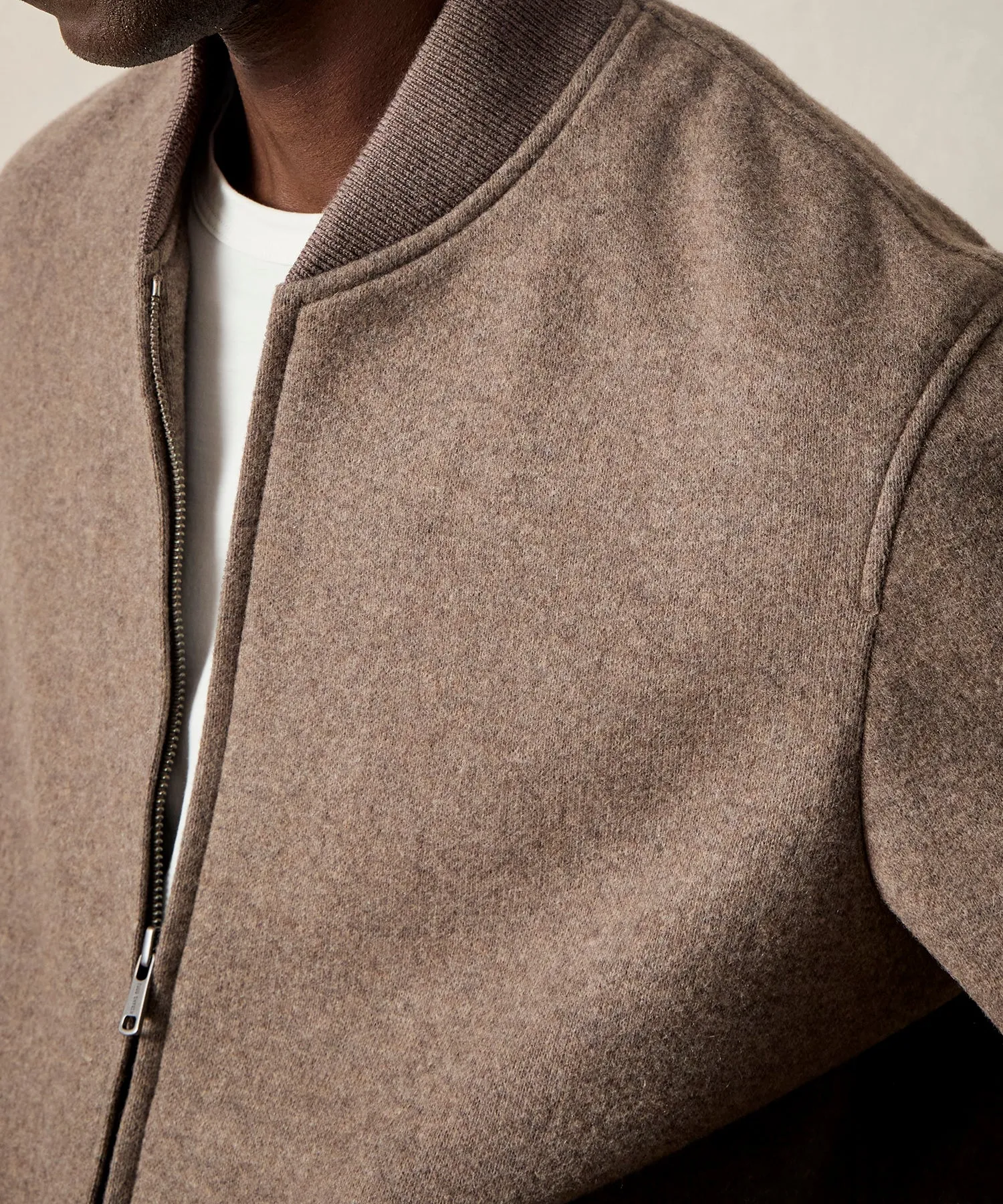 Italian Cashmere Bomber in Taupe