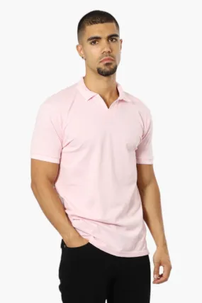 Jay Y. Ko Striped Detail V-Neck Polo Shirt - Pink