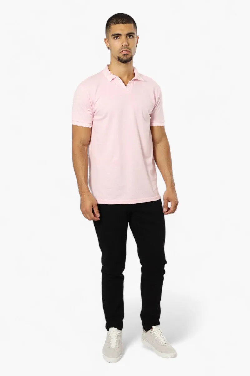 Jay Y. Ko Striped Detail V-Neck Polo Shirt - Pink