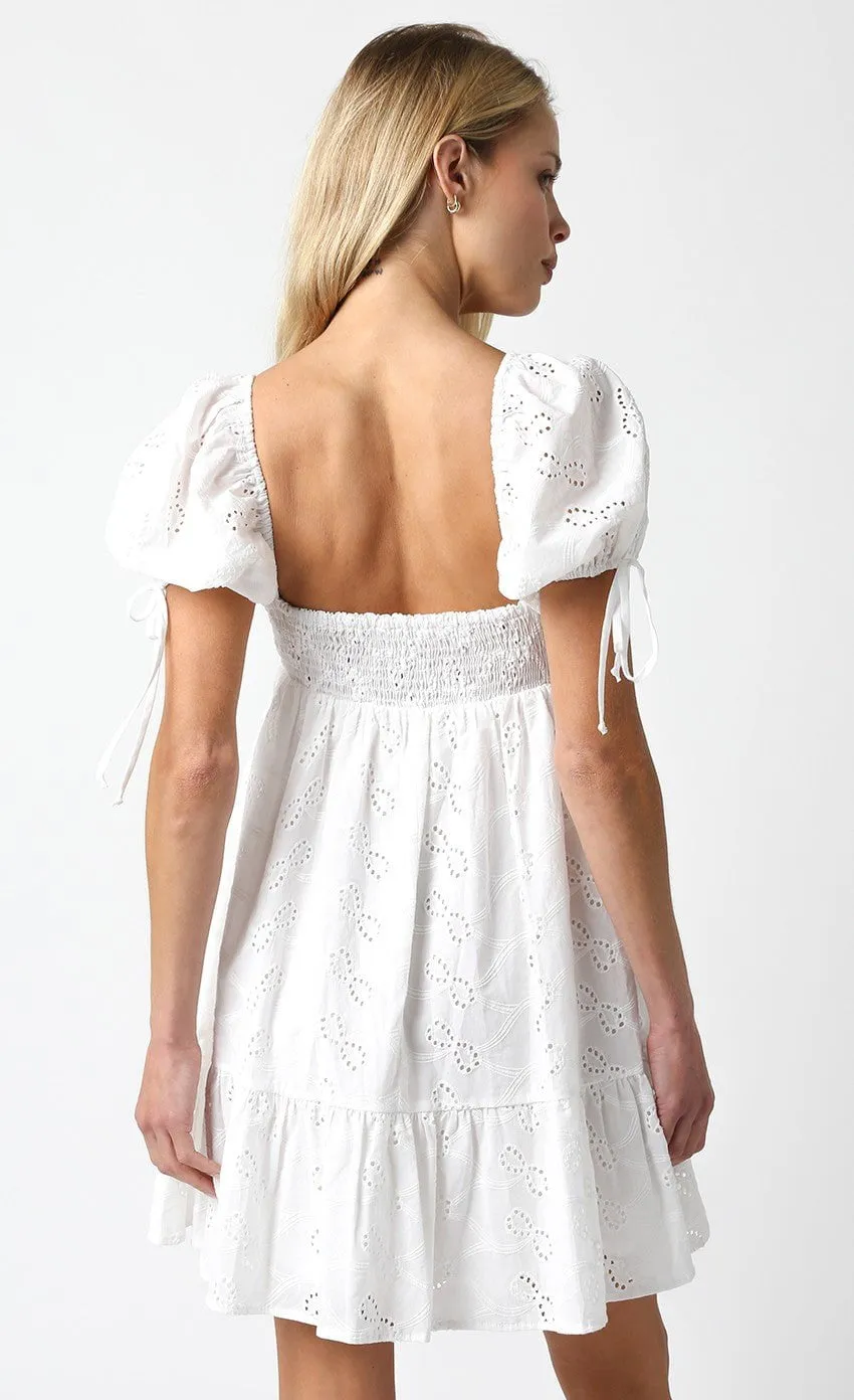 Jessie White Eyelet Babydoll Mini Dress