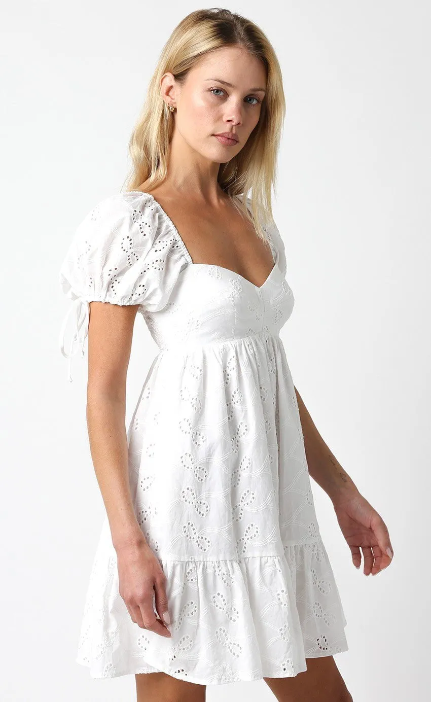 Jessie White Eyelet Babydoll Mini Dress