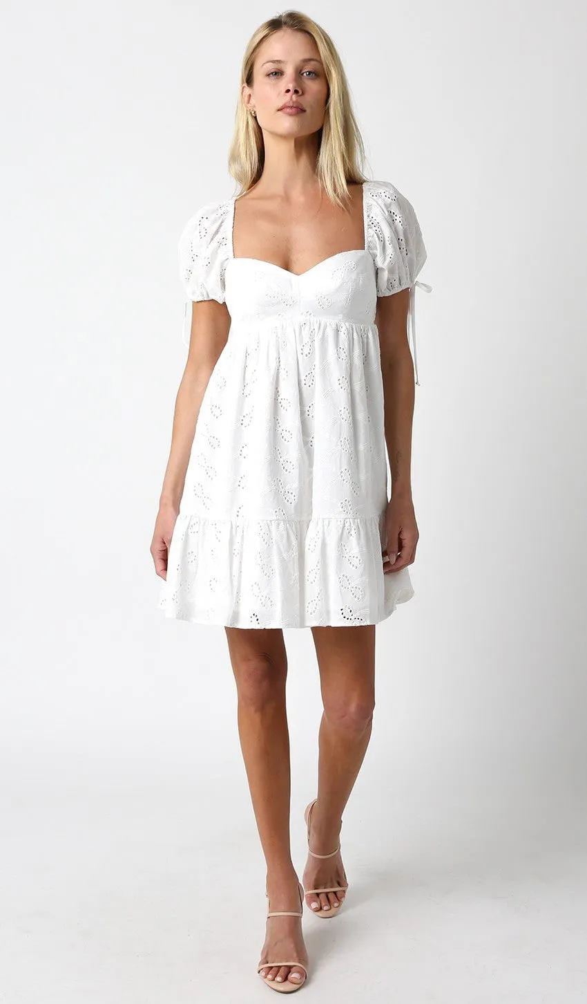 Jessie White Eyelet Babydoll Mini Dress