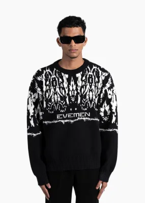 KASHAN JACQUARD SWEATER - BLACK