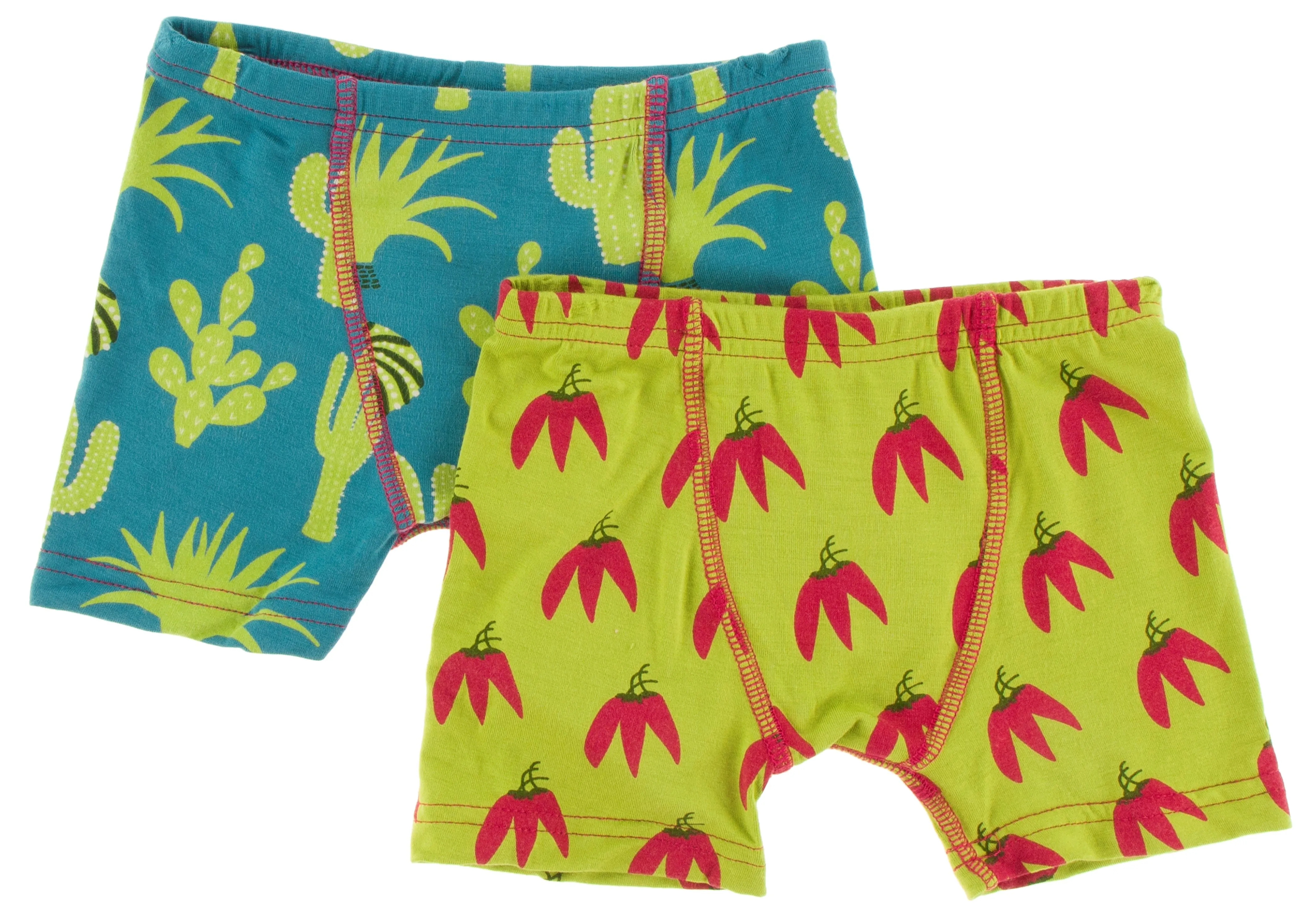 KicKee Pants Seagrass Cactus & Meadow Chili Peppers Boy's Boxer Brief Set