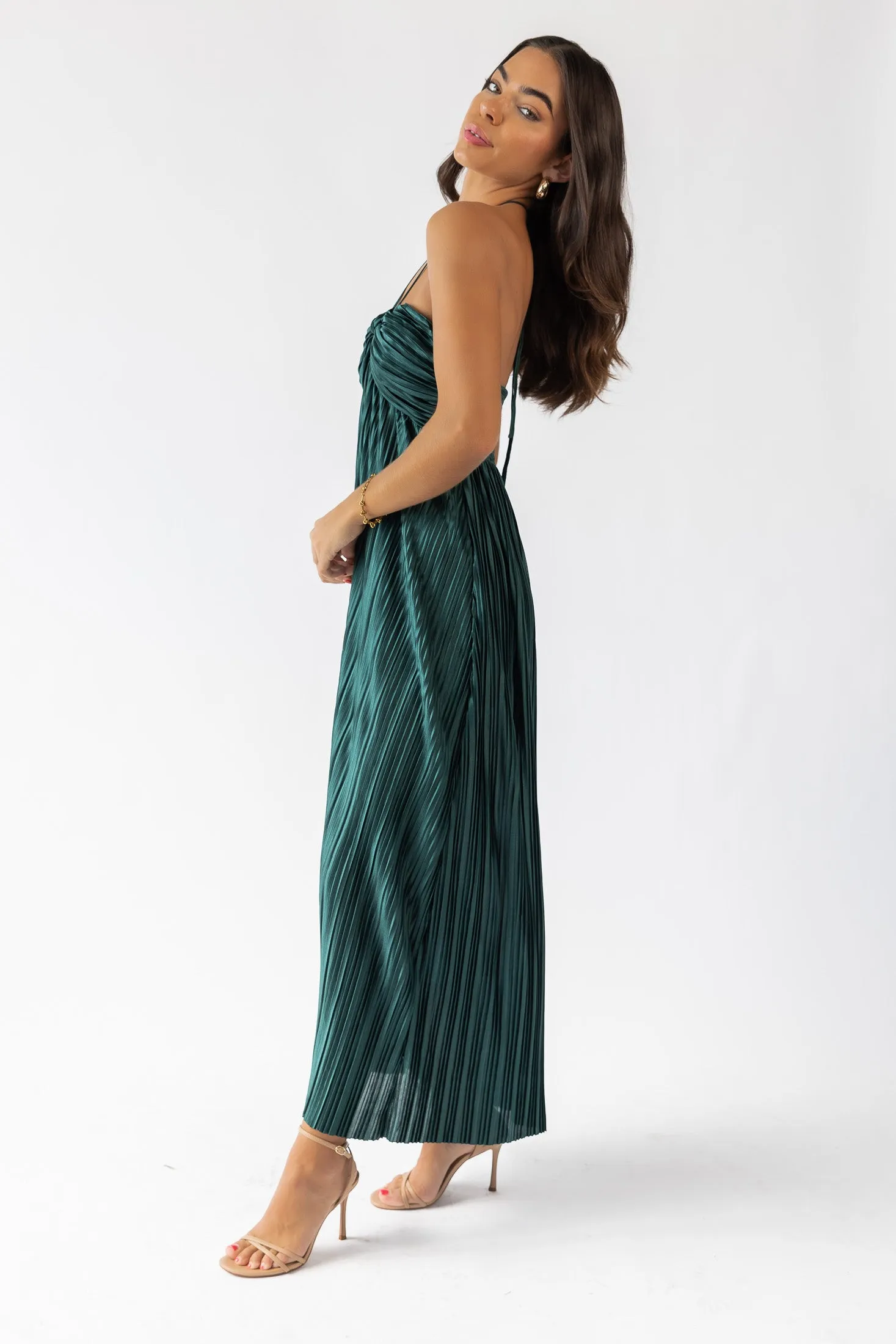 Kleo Emerald Halter Maxi Dress - Final Sale