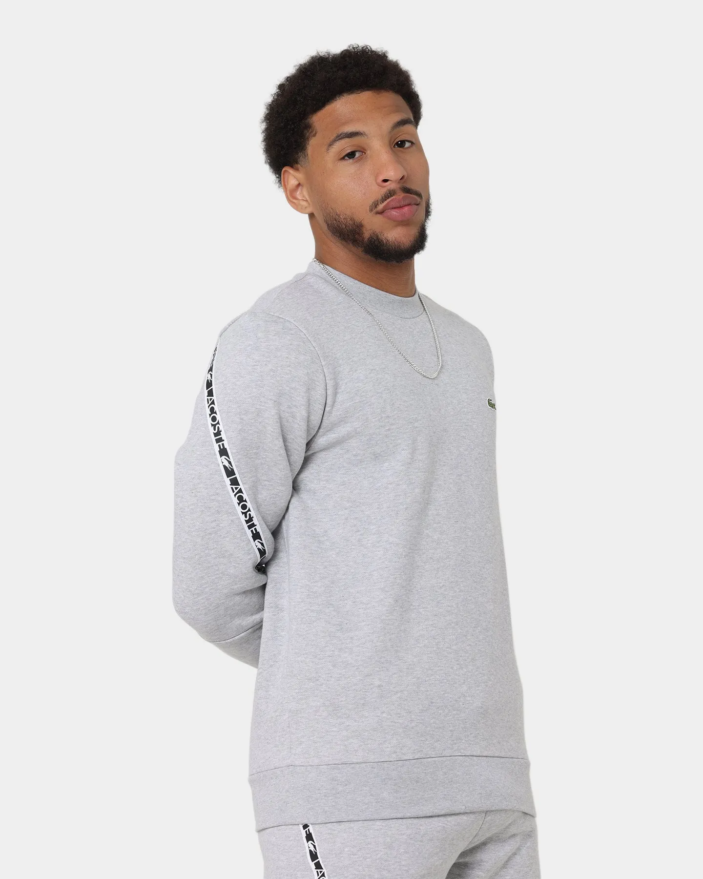 Lacoste Active Tape Crewneck Sweater Silver Chine